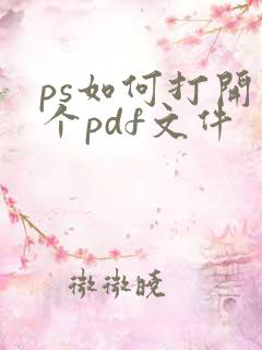 ps如何打开整个pdf文件