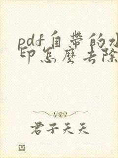 pdf自带的水印怎么去除
