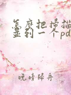 怎么把扫描件合并到一个pdf