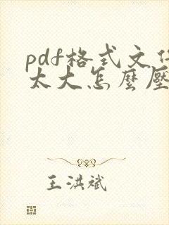pdf格式文件太大怎么压缩