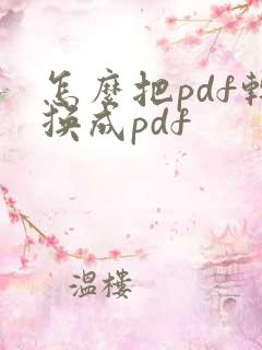 怎么把pdf转换成pdf