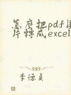 怎么把pdf图片转成excel表格
