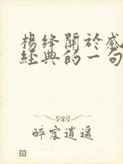 杨绛关于感情最经典的一句话
