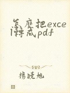 怎么把excel转成pdf