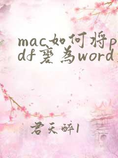 mac如何将pdf变为word文档