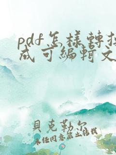 pdf怎样转换成可编辑文档