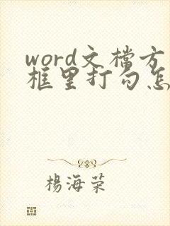 word文档方框里打勾怎么输入