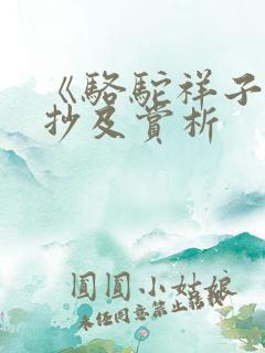《骆驼祥子》摘抄及赏析