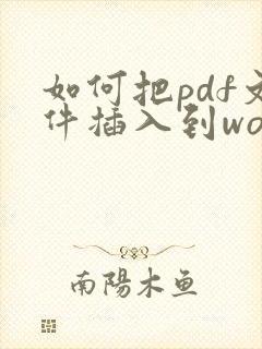 如何把pdf文件插入到word里