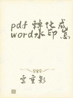 pdf 转化成word水印怎么去掉水印