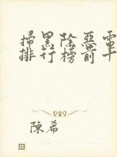 扫黑除恶电视剧排行榜前十名