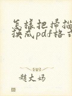 怎样把扫描件转换成pdf格式