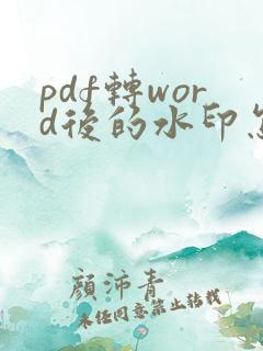 pdf转word后的水印怎么去除