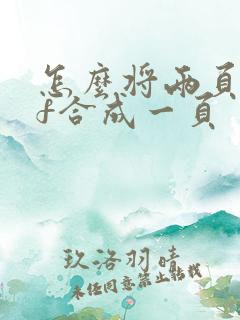 怎么将两页pdf合成一页