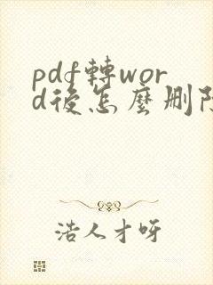 pdf转word后怎么删除水印