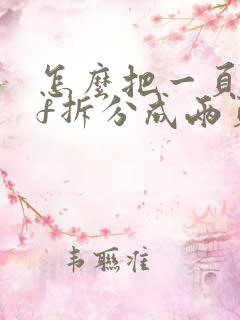 怎么把一页pdf拆分成两页