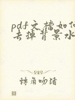 pdf文档如何去掉背景水印
