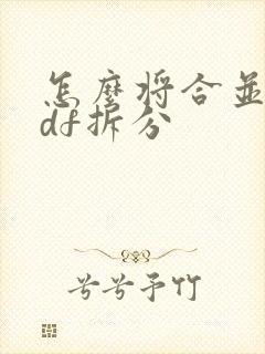 怎么将合并的pdf拆分