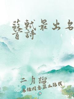 苏轼最出名的十首诗