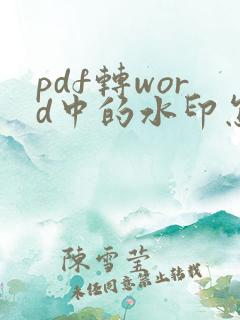 pdf转word中的水印怎么去除