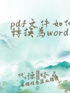 pdf文件如何转换为word文件