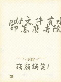 pdf文件有水印怎么去除