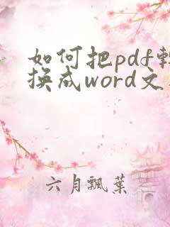 如何把pdf转换成word文档可以编辑