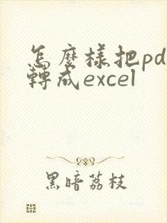 怎么样把pdf转成excel