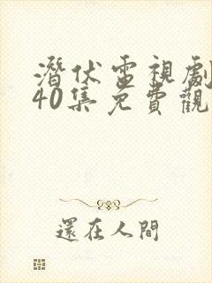 潜伏电视剧全集40集免费观看高清版