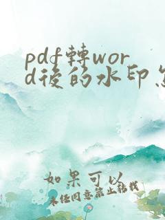 pdf转word后的水印怎么去除