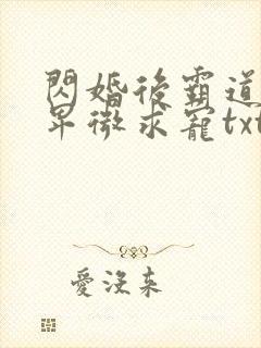 闪婚后霸道盛总卑微求宠txt