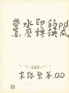 带水印的pdf怎么转换成word