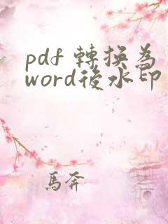 pdf 转换为word后水印怎么去掉
