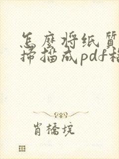 怎么将纸质文件扫描成pdf格式