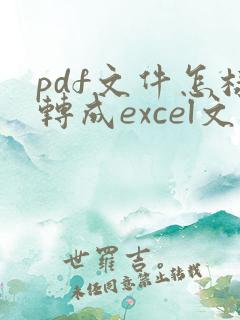 pdf文件怎样转成excel文件