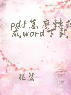 pdf怎么转换成word下载什么软件