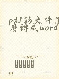 pdf的文件怎么转成word文档