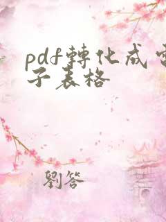 pdf转化成电子表格