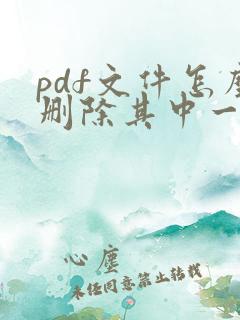 pdf文件怎么删除其中一页?