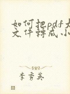 如何把pdf大文件转成小文件