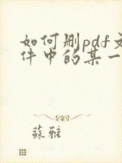 如何删pdf文件中的某一页