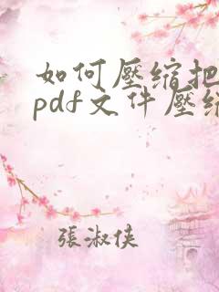 如何压缩把大的pdf文件压缩小