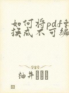 如何将pdf转换成不可编辑版