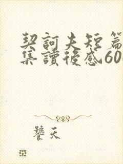 契诃夫短篇小说集读后感600字