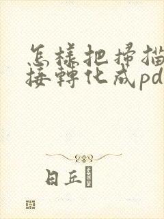 怎样把扫描件直接转化成pdf文件