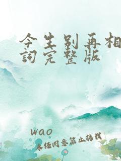 今生别再相遇歌词完整版