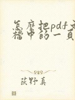 怎么把pdf文档中的一页单独拿出来