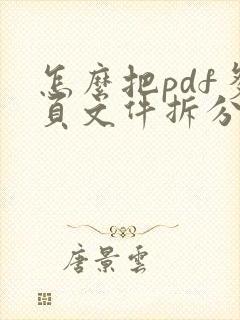 怎么把pdf多页文件拆分