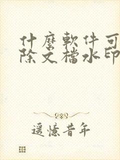 什么软件可以去除文档水印