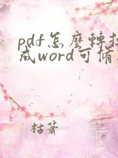 pdf怎么转换成word可修改